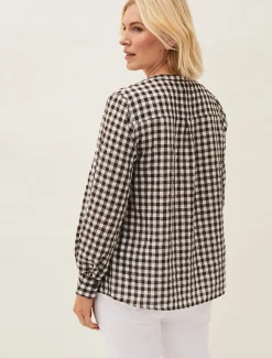 Shirts & Blouses^Phase Eight Lillia Gingham Shirt Chocolate/Ivory