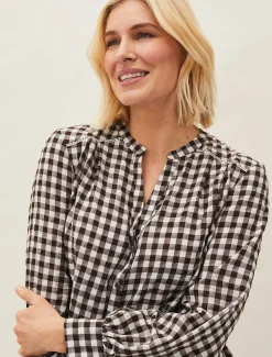 Shirts & Blouses^Phase Eight Lillia Gingham Shirt Chocolate/Ivory