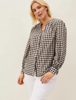 Shirts & Blouses^Phase Eight Lillia Gingham Shirt Chocolate/Ivory