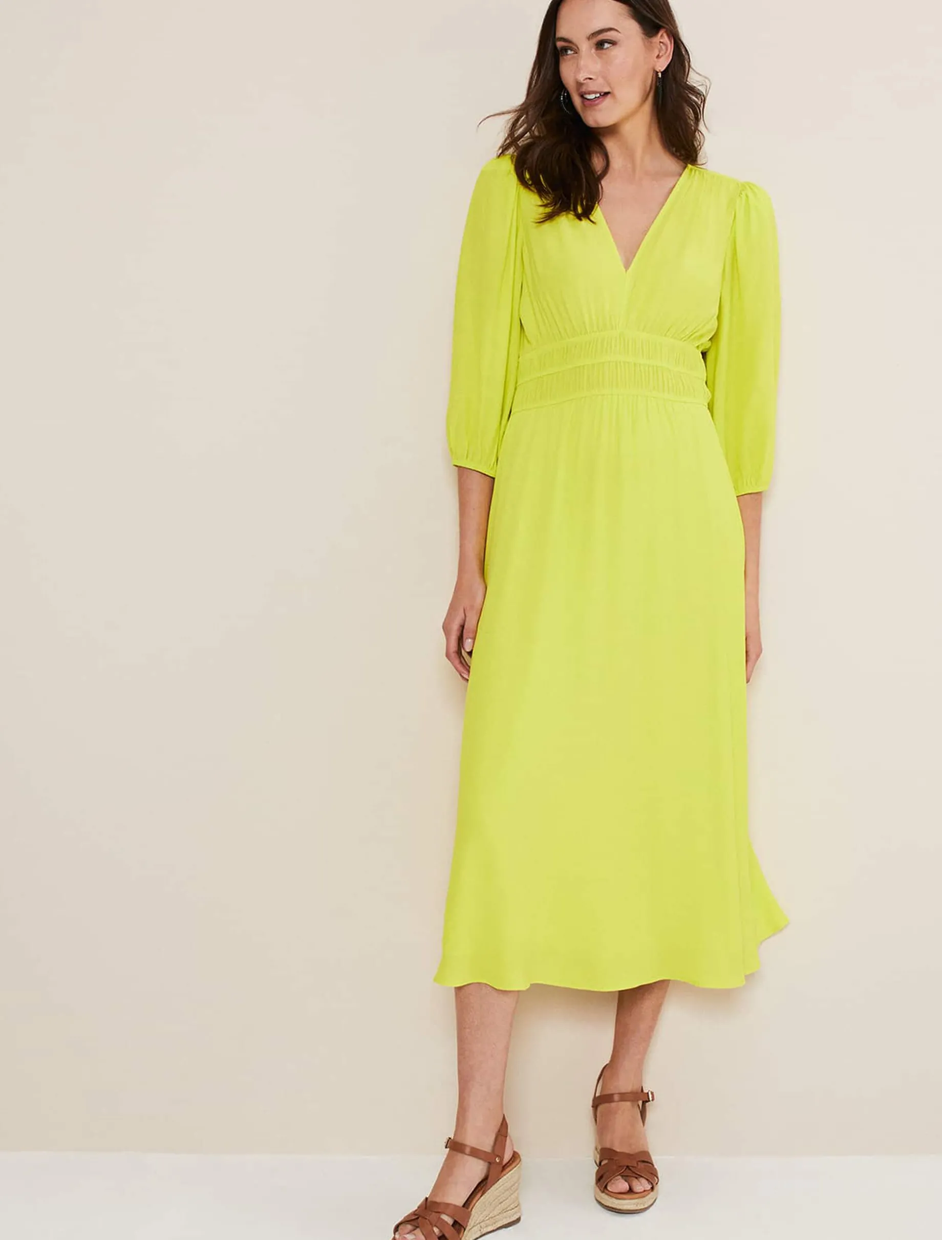 Dresses^Phase Eight Lina A Line Midi Dress Lime