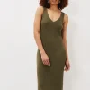 Dresses^Phase Eight Lindan Ribbed Knit Midi Dress Khaki