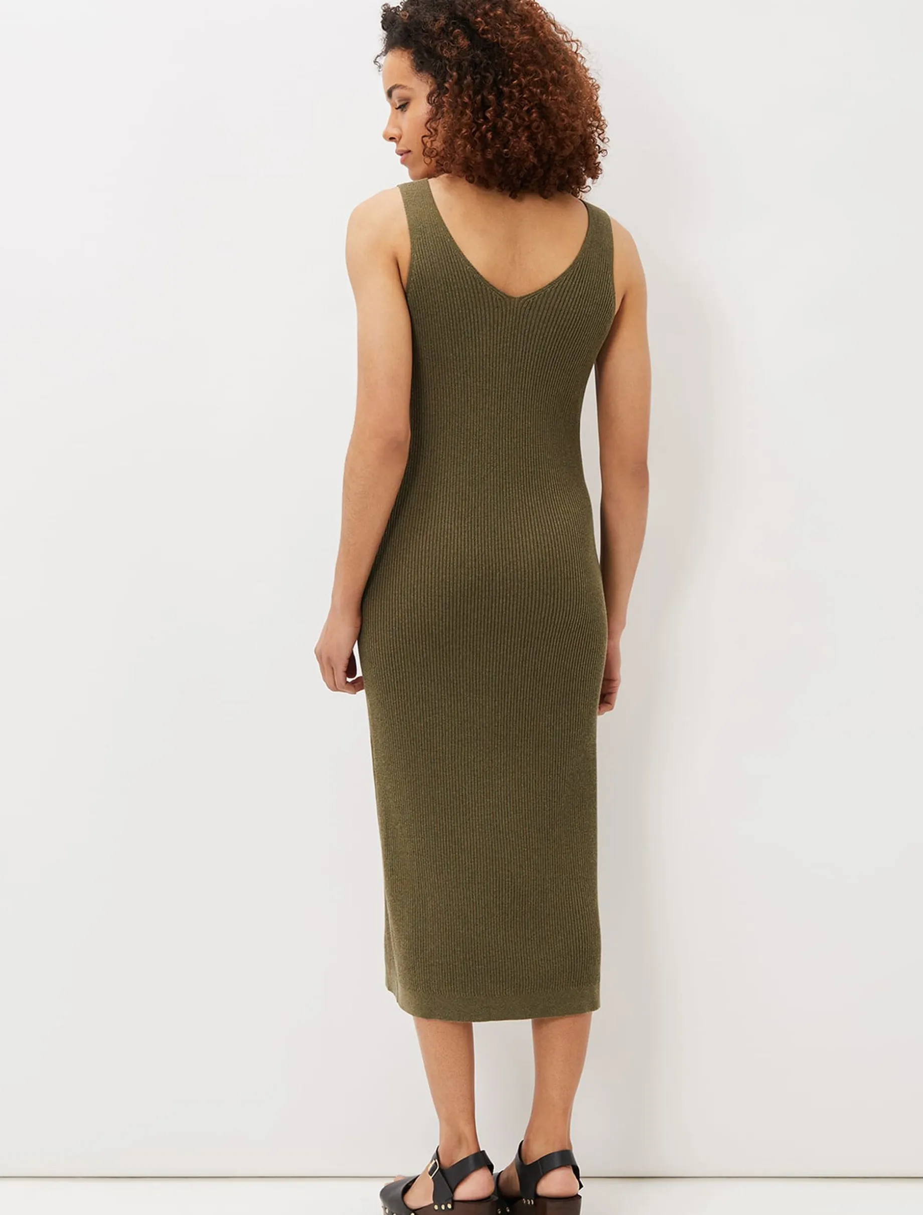 Dresses^Phase Eight Lindan Ribbed Knit Midi Dress Khaki