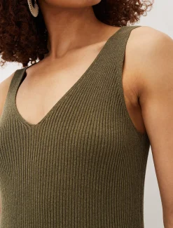 Dresses^Phase Eight Lindan Ribbed Knit Midi Dress Khaki