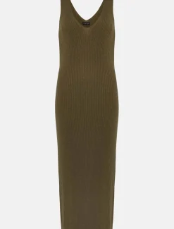 Dresses^Phase Eight Lindan Ribbed Knit Midi Dress Khaki