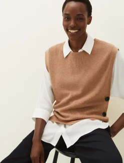 Knitwear^Phase Eight Liv Button Knit Tabard Camel