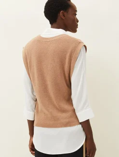 Knitwear^Phase Eight Liv Button Knit Tabard Camel