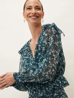 Shirts & Blouses^Phase Eight Lola Floral Blouse Petrol