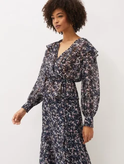 Shirts & Blouses^Phase Eight Lola Floral Co-Ord Blouse Navy/Pink