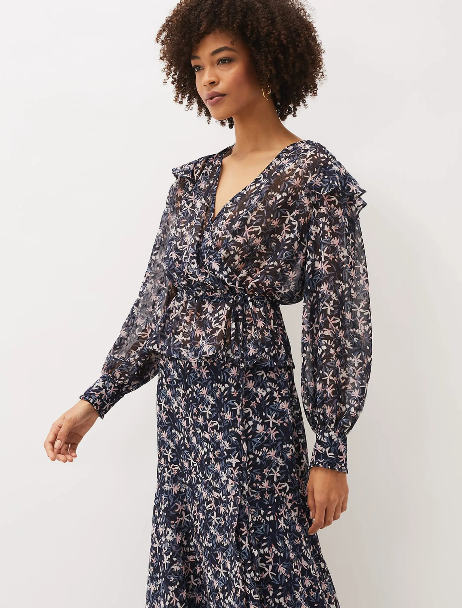 Shirts & Blouses^Phase Eight Lola Floral Co-Ord Blouse Navy/Pink