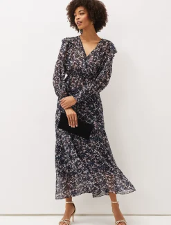 Shirts & Blouses^Phase Eight Lola Floral Co-Ord Blouse Navy/Pink
