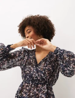 Shirts & Blouses^Phase Eight Lola Floral Co-Ord Blouse Navy/Pink