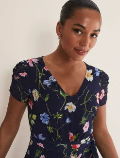 Dresses^Phase Eight Lola Floral Tiered Midi Dress Navy/Multi