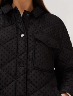 Coats^Phase Eight Lola Quilted Polka Dot Coat Black