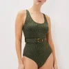 Swimwear^Phase Eight Lolicia Animal Texture Swimswuit Khaki