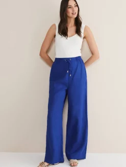Trousers & Shorts^Phase Eight Lolita Drawstring Linen Trouser Cobalt
