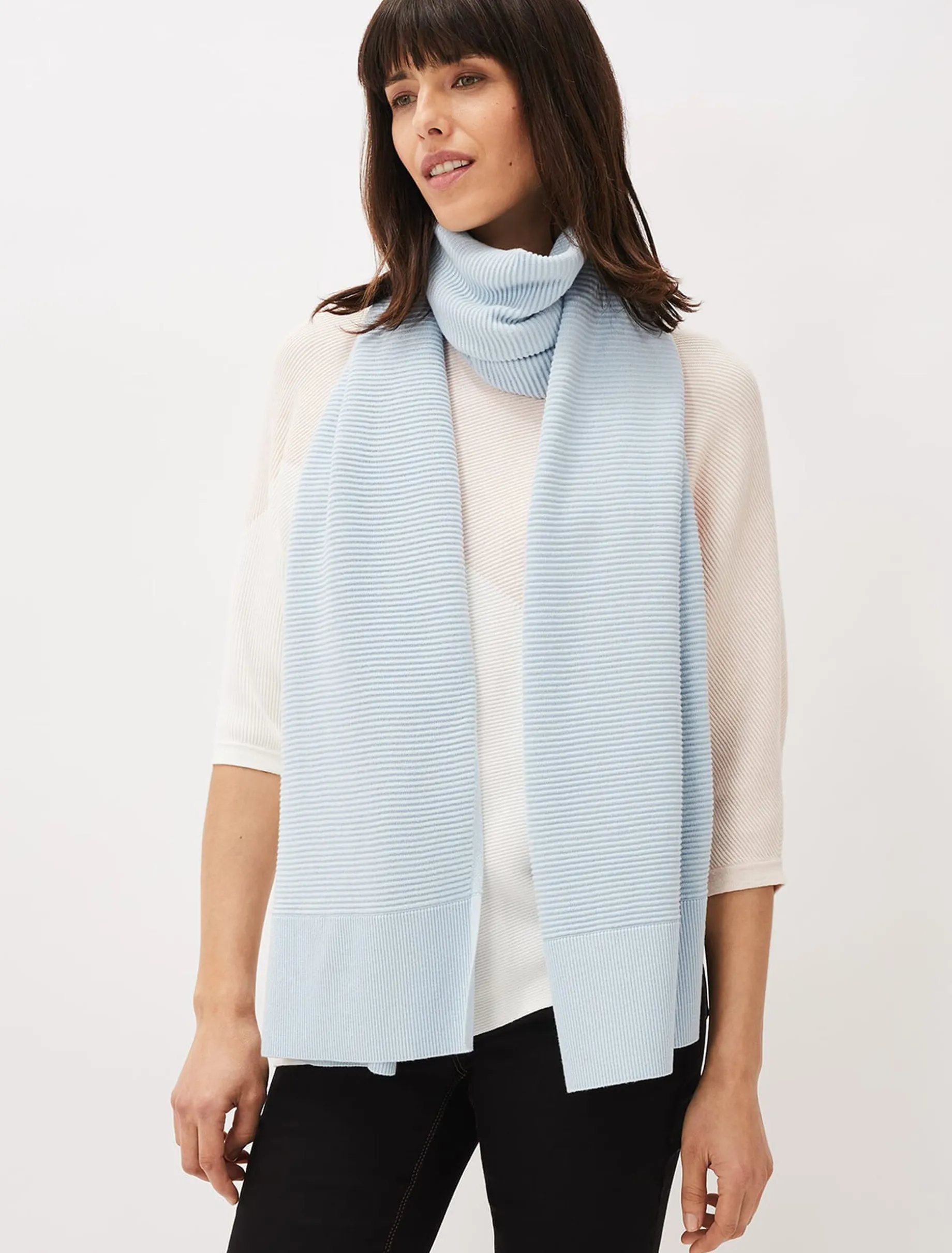 Scarves & Ponchos^Phase Eight Lorell Ribbed Texture Scarf Pale Blue