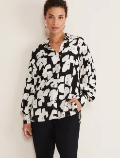 Shirts & Blouses^Phase Eight Luana Geo Print Blouse Black/Cream