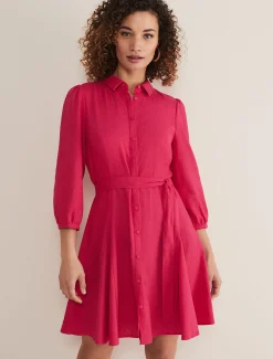 Dresses^Phase Eight Lucie Linen Shirt Dress Pink