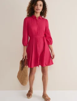 Dresses^Phase Eight Lucie Linen Shirt Dress Pink