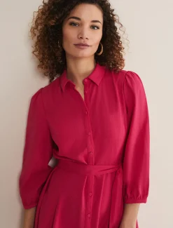 Dresses^Phase Eight Lucie Linen Shirt Dress Pink