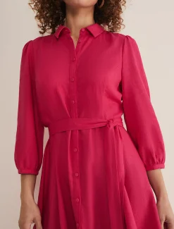 Dresses^Phase Eight Lucie Linen Shirt Dress Pink