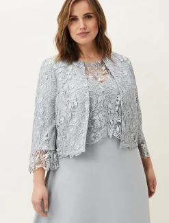 Jackets^Phase Eight Luisa Lace Occasion Jacket Mineral