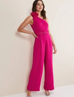 Dresses^Phase Eight Luisa One Shoulder Jumpsuit Magenta Pink