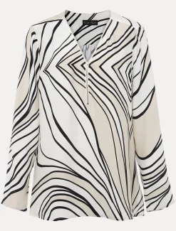 Shirts & Blouses^Phase Eight Macie Zip Blouse Black/Cream