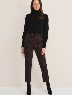 Trousers & Shorts^Phase Eight Mackenzie Geo Jacquard Tapered Trouser Black/Chocolate