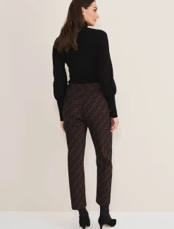 Trousers & Shorts^Phase Eight Mackenzie Geo Jacquard Tapered Trouser Black/Chocolate