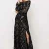Dresses^Phase Eight Madeliene Chevron Maxi Dress Black/Gold