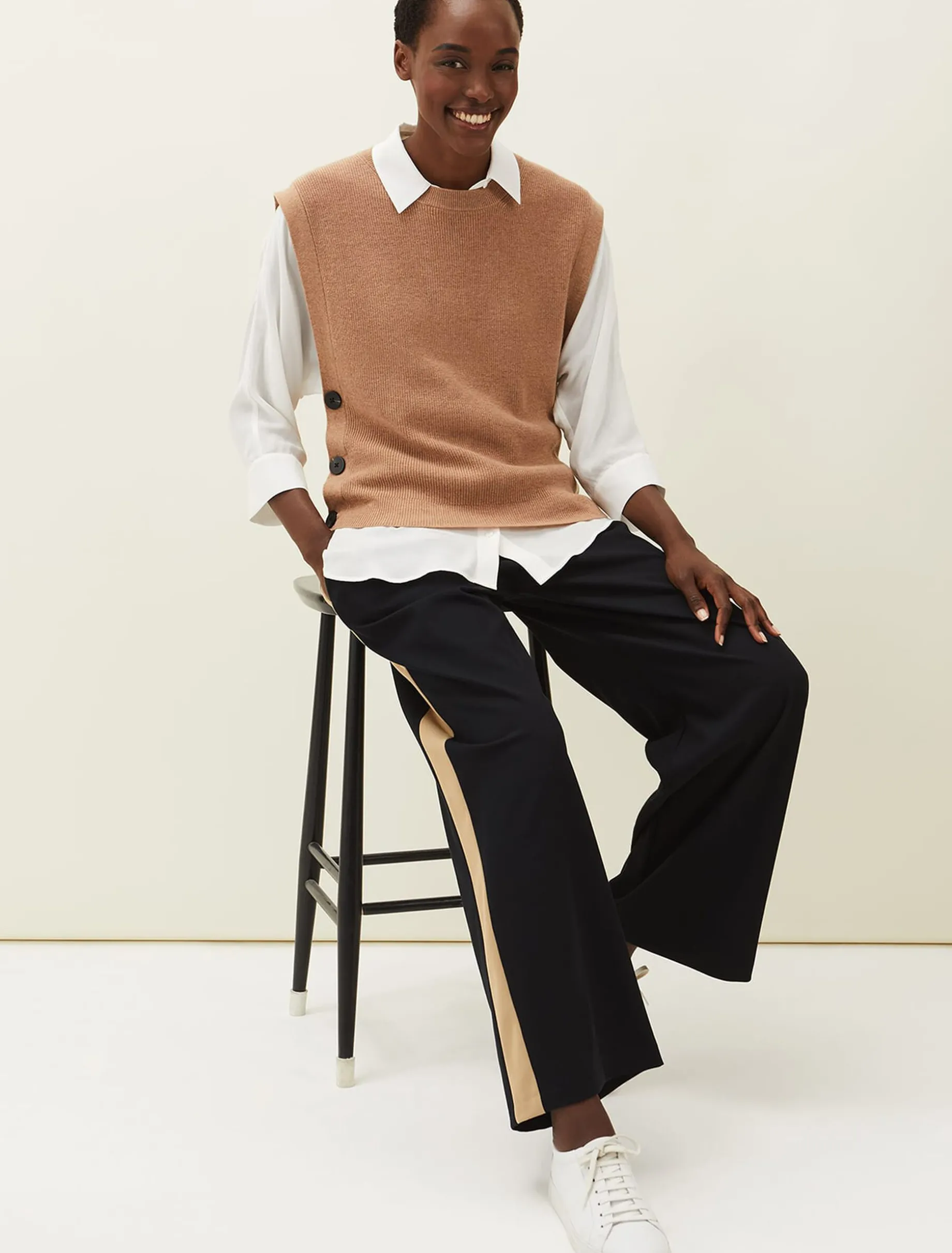 Trousers & Shorts^Phase Eight Mae Side Stripe Wide Leg Trouser Navy