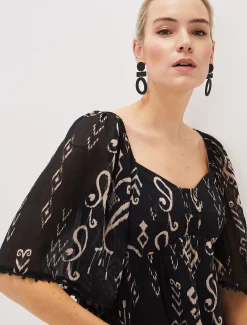 Shirts & Blouses^Phase Eight Malaya Ikat Print Blouse Black