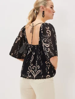 Shirts & Blouses^Phase Eight Malaya Ikat Print Blouse Black