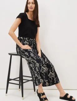 Trousers & Shorts^Phase Eight Malaya Ikat Printed Culotte Black/Ivory