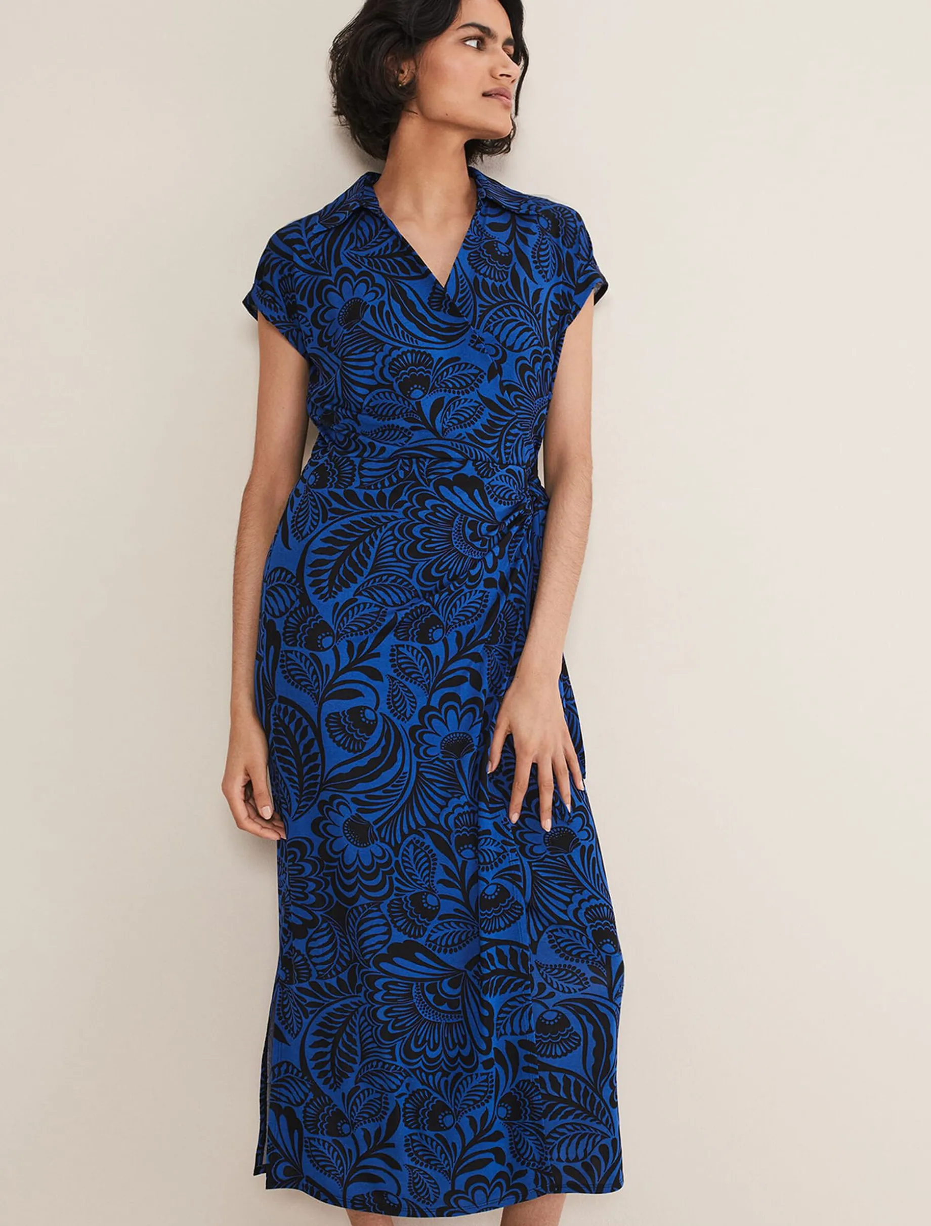 Dresses^Phase Eight Mara Abstract Print Wrap Dress Blue/Black