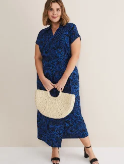 Dresses^Phase Eight Mara Abstract Print Wrap Dress Blue/Black