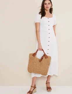 Dresses^Phase Eight Maribella Linen Midi Dress White