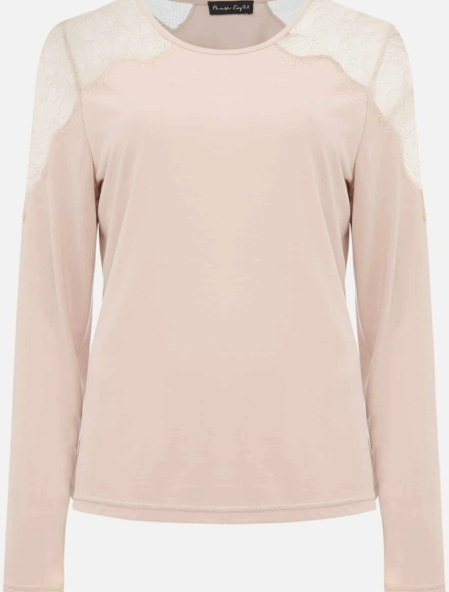 Pyjamas^Phase Eight Marlie Lace Long Sleeved Pyjama Top Soft Pink