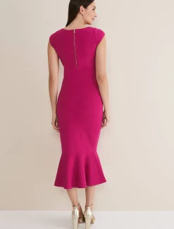 Dresses^Phase Eight Martha Bandage Midi Dress Magenta