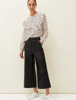 Trousers & Shorts^Phase Eight Martha Faux Leather Culottes Black