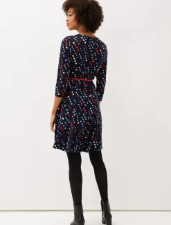 Dresses^Phase Eight Marya Spot Jersey Dress Navy/Multi