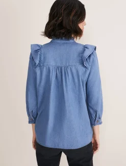 Shirts & Blouses^Phase Eight Maryam Ruffle Front Blouse Denim