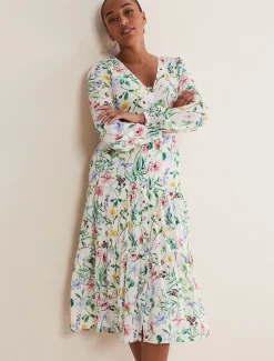 Dresses^Phase Eight Maya Floral Midaxi Dress Ivory/Multi
