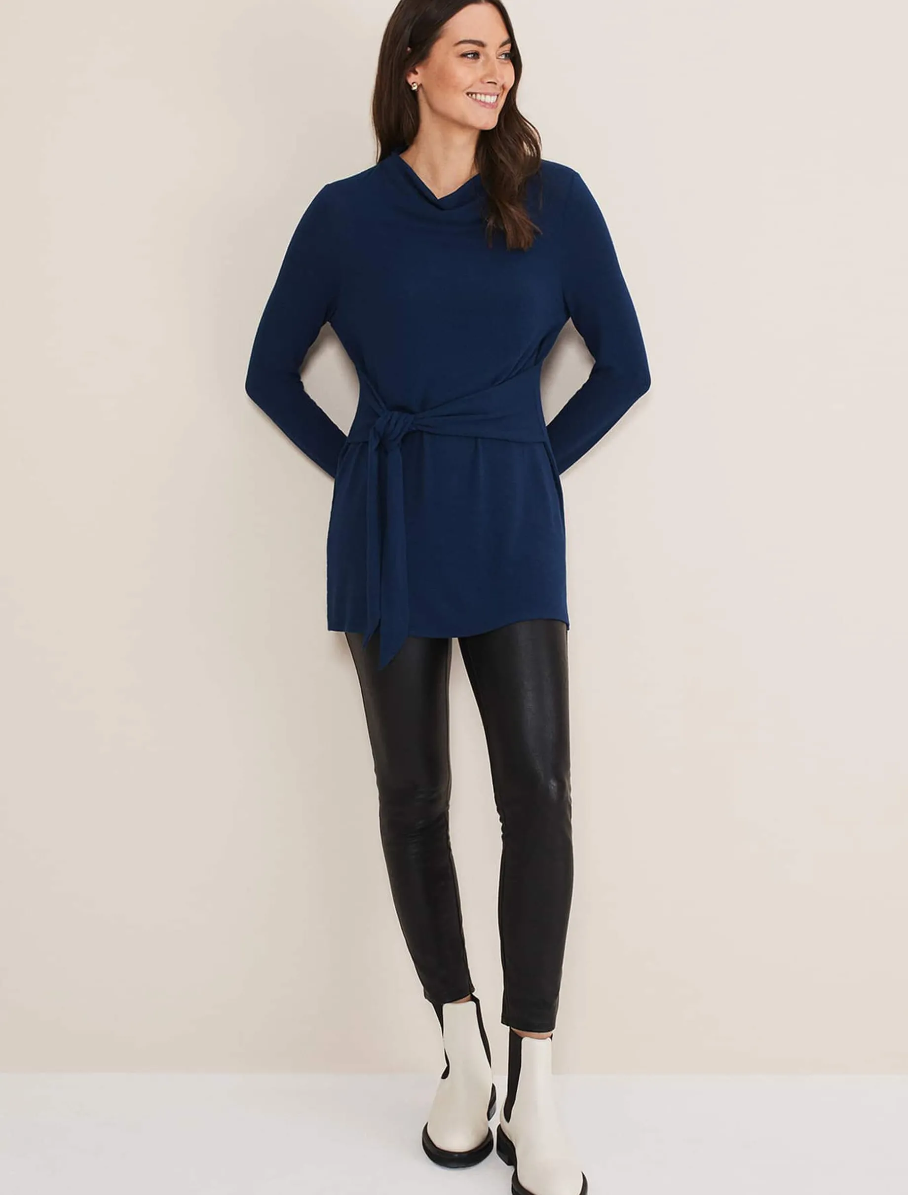 Tops & T-Shirts^Phase Eight Maya Tie Front Longline Top Teal