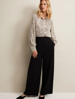 Shirts & Blouses^Phase Eight Medora Sequin Shirt Oyster