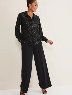 Shirts & Blouses^Phase Eight Medora Sequin Shirt Black