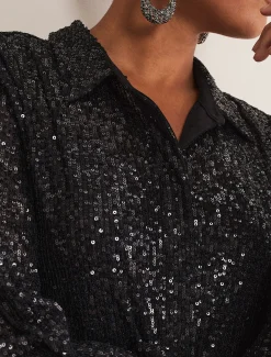 Shirts & Blouses^Phase Eight Medora Sequin Shirt Black