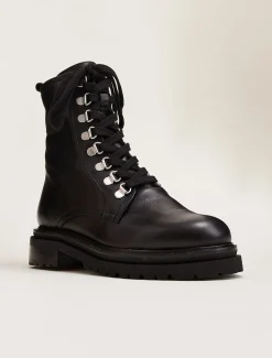 Boots^Phase Eight Meladie Leather Lace Up Ankle Boots Black