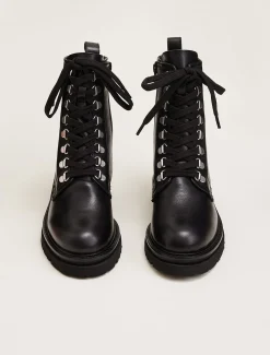Boots^Phase Eight Meladie Leather Lace Up Ankle Boots Black